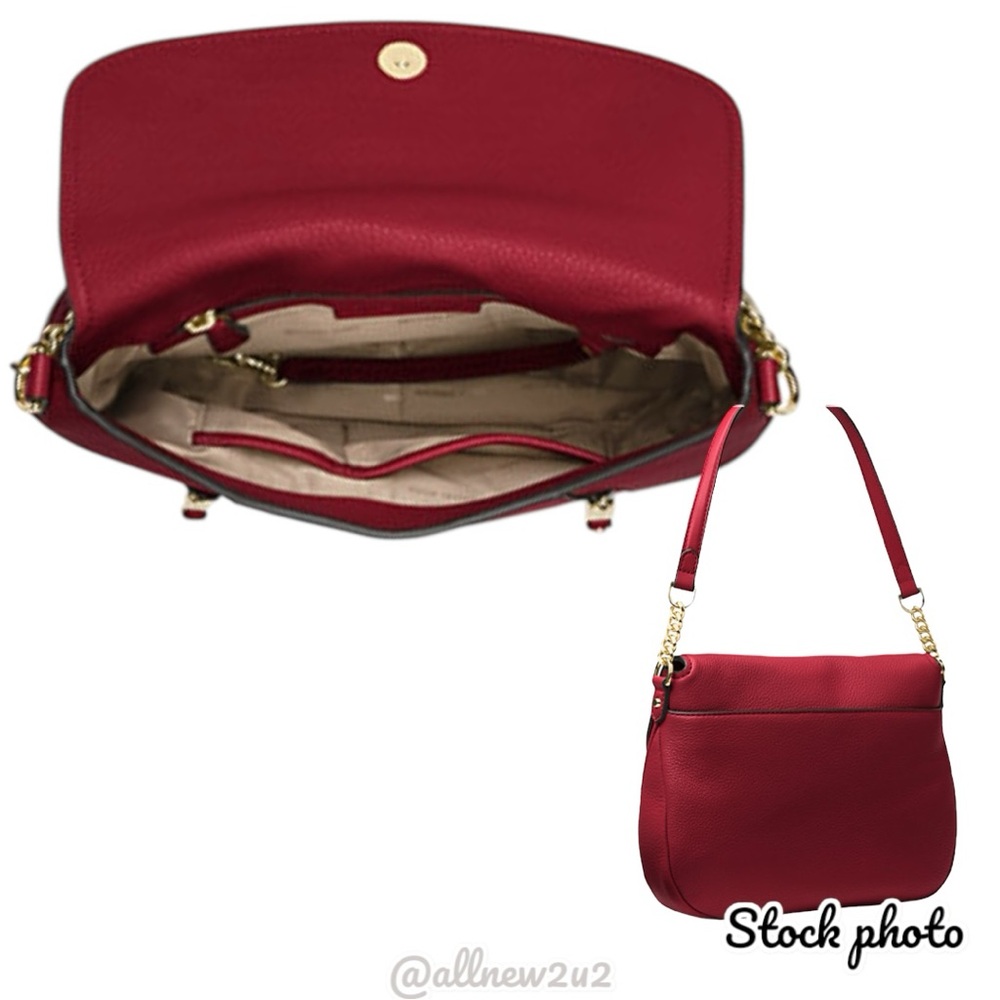 Michael Kors Medium Evie Flap Shoulder Bag Bright Red (pink) HP - Picture 11 of 14